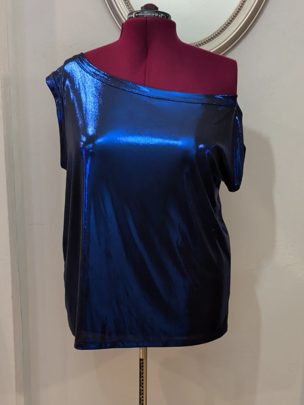 torrid Metallic Blue One-Shoulder Crop Top